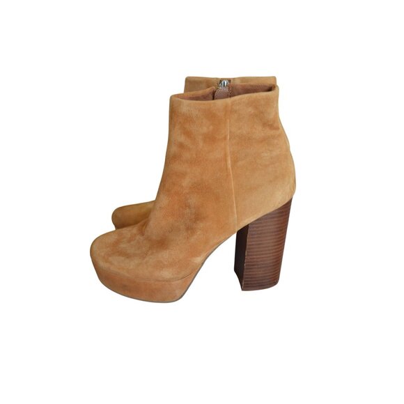 Steve Madden Gratify Cognac Suede Leather Chunky Platform Ankle Booties Size 7 - Picture 5 of 11